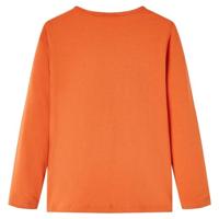 Kindershirt met lange mouwen kattenprint 92 oranjebruin - thumbnail
