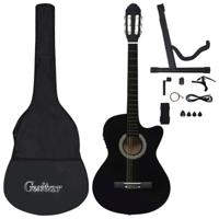 12-delige Gitaarset met equalizer en 6 snaren western zwart - thumbnail