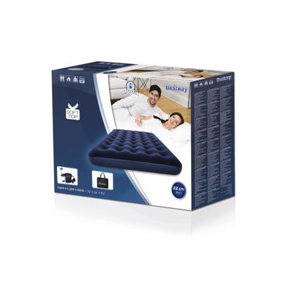 Materasso gonfiabile doppio floccato BESTWAY Horizon + Pompa elettrica Sidewinder + Borsa - 2 posti - Blu