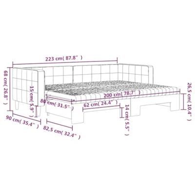 Slaapbank onderschuifbed matrassen 80x200cm fluweel donkergrijs