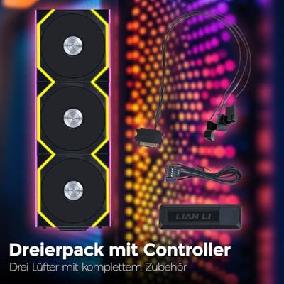 Lian Li Lian Li UNI FAN SL Wireless ARGB PWM Lüfter, 3er-Pack inkl. Controller - 120 mm PC-ventilator Zwart (b x h x d) 120 x 124.5 x 28 mm