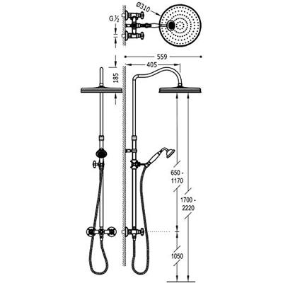 Doucheset Tres Classic Telescopische Glijstang Met Antikalk Handdouche Chroom Tres