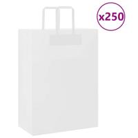 VidaXL Papieren zakken 250 st met hengsels 32x17x44 cm wit - thumbnail