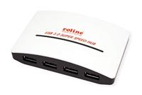 ROLINE USB 3.2 Gen 1 Hub, Black and White, 4 poorts, met voeding - thumbnail