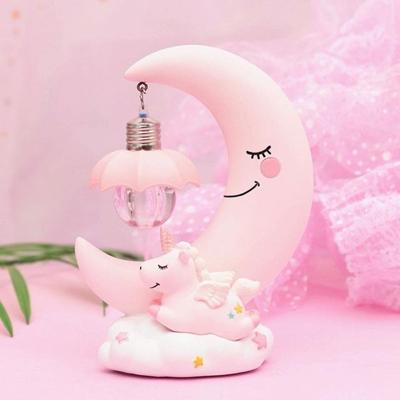 Maan hars cartoon romantisch slaapkamer decor nacht lamp Baby Kids verjaardag Xmas Gift (roze)