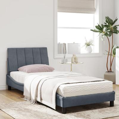 Bed met matras fluweel donkergrijs 90x200 cm - thumbnail
