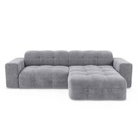 Rechthoekige 5-zitsbank in lichtgrijs fluweel 230cm - thumbnail