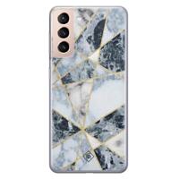 Samsung Galaxy S21 siliconen hoesje - Marmer blauw - thumbnail