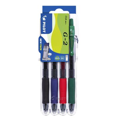 Gelschrijver Pilot clicker medium basis assorti Set2Go à 4 stuks