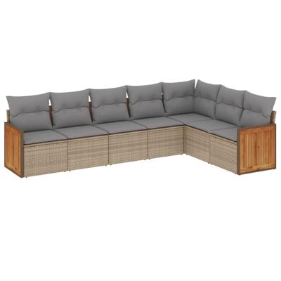 8-delige Loungeset met kussens poly rattan beige