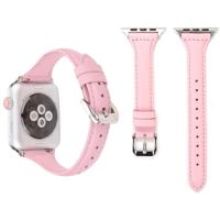 Eenvoudige manier lederen T Type horloge band voor Apple Watch serie 3 & 2 & 1 38mm(Pink) - thumbnail
