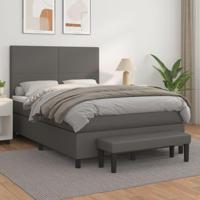 Boxspring met matras kunstleer grijs 140x200 cm - thumbnail