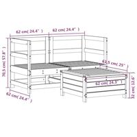 3-delige Loungeset massief grenenhout - thumbnail
