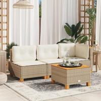 Tuintafel 55x55x36 cm poly rattan en acaciahout beige - thumbnail