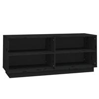 VidaXL Schoenenkast 110x34x45 cm massief grenenhout zwart - thumbnail