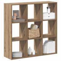 Boekenkast 102x32x102 cm bewerkt hout artisanaal eikenkleurig - thumbnail