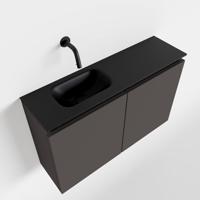 MONDIAZ TURE 80cm toiletmeubel dark grey. EDEN wastafel urban links geen kraangat - thumbnail