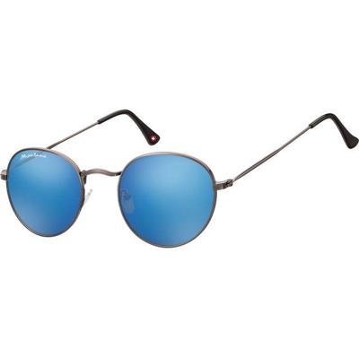 Zonnebril montana revo blauw rond glas met staalk