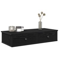 Wandschap met lades 80x31x17 cm bewerkt hout zwart - thumbnail