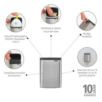 Brabantia Bo Afvalemmer 4L Matt Steel Brabantia Bo Afvalemmer 4L Matt Steel