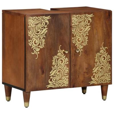 Badkamerkastenset met lade 3 pcs Honingbruin Massief Mango Hout