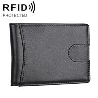 9601 Antimagnetic RFID Mini Crazy Horse Texture Leather Wallet Billfold - thumbnail