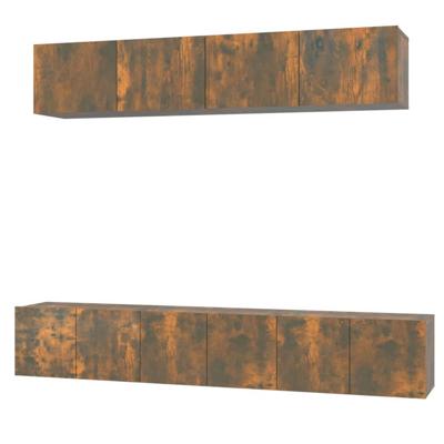 5-delige Tv-meubelset bewerkt hout gerookt eikenkleurig