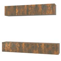 5-delige Tv-meubelset bewerkt hout gerookt eikenkleurig - thumbnail