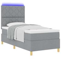 Boxspring Bed met Matras & LED Licht Grijs 100x200 cm Stof - thumbnail