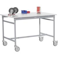 Manuflex BB4039.9006 Bijzettafel basismobiel met PVC-tafelblad in aluminium zilver vergelijkbaar met RAL 9006, bxdxh: 1250 x 600 x 850 mm Aluminium-zilver - thumbnail