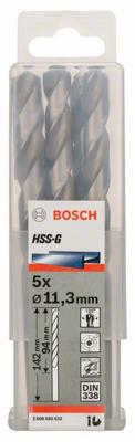 Bosch Accessories 2608585532 HSS Metaal-spiraalboor 11.3 mm Gezamenlijke lengte 142 mm Geslepen DIN 338 Cilinderschacht 5 stuk(s) Bosch Accessories 2608585532 HSS Metaal-spiraalboor 11.3 mm Gezamenlijke lengte 142 mm Geslepen DIN 338 Cilinderschacht 5 stuk(s)