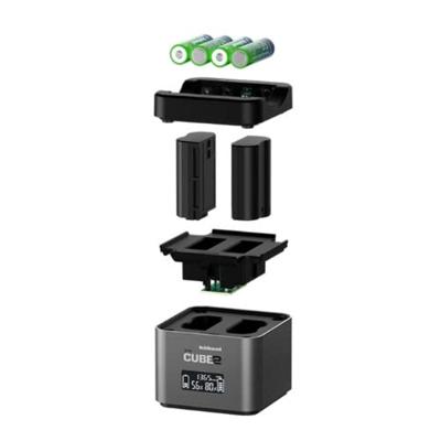 Hähnel - ProCube 2 - DSLR Duo Charger - voor Nikon - EU/UK/USA stekker - Oplader voor EN-EL14, EN-EL15 en EN-EL25 batterijen - Ingebouwde USB-laadpoorten & AA slots
