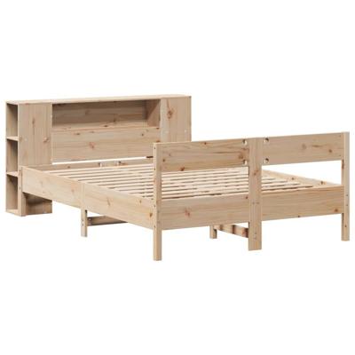 Bed met boekenkast zonder matras massief grenenhout 135x190 cm - thumbnail