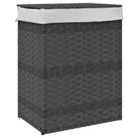 VidaXL Wasmand met deksel 46x33x60 cm poly rattan grijs - thumbnail