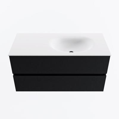 MONDIAZ VICA 100cm badmeubel onderkast Urban 2 lades. Wastafel MOON rechts zonder kraangat, kleur Talc.