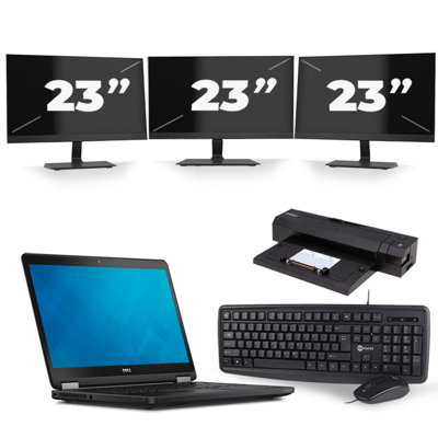 Dell Latitude E5250 - Intel Core i5-5e Generatie - 12 inch - 8GB RAM - 256GB SSD - Windows 11 + 3x 23 inch Monitor