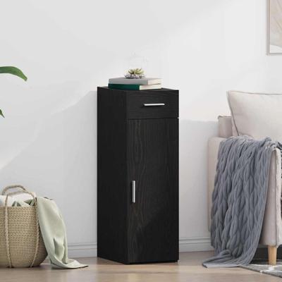 Dressoir met lade Zwart eiken 30 x 42.5 x 93 cm Bewerkt hout