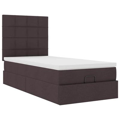 Ottoman bed met matras 140x200cm stof donkerbruin - thumbnail