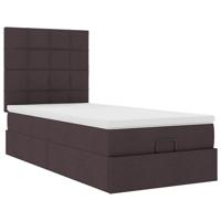 Ottoman bed met matras 90x190cm stof donkerbruin - thumbnail