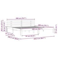 Bedframe Wasbruin 203,5 x 205,5 x 69,5 cm Massief Hout Frissen - thumbnail