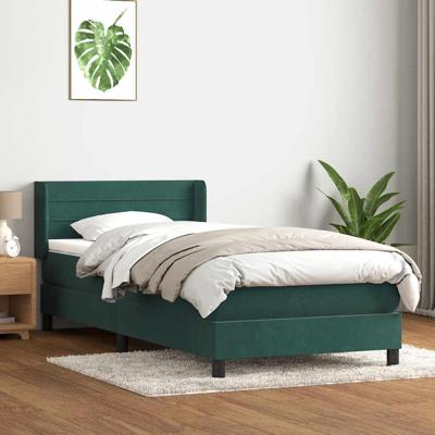 Boxspring met matras fluweel donkergroen 80x220 cm