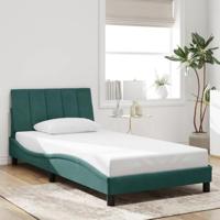 Bedframe met LED-verlichting fluweel donkergroen 100x200 cm - thumbnail