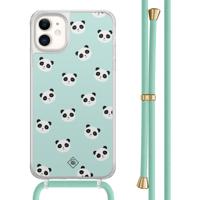 iPhone 11 hoesje met mint koord - Panda print - thumbnail