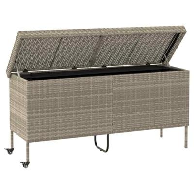 Tuinbox met wielen 160x55x75 cm poly rattan lichtgrijs Tuinbox met wielen 160x55x75 cm poly rattan lichtgrijs
