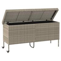 Tuinbox met wielen 160x55x75 cm poly rattan lichtgrijs - thumbnail