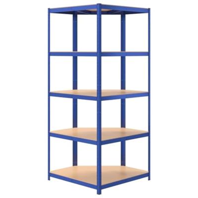 Hoekrek 5-laags staal en bewerkt hout blauw