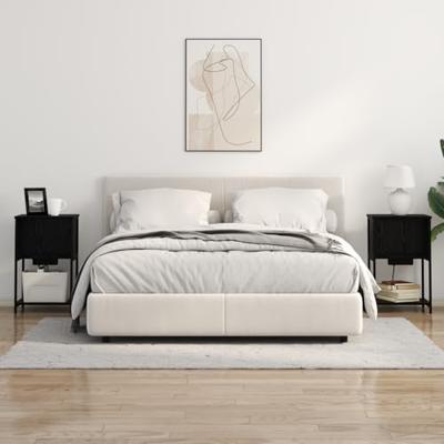 Nachtkastje 2 pcs Zwart eiken 38 x 31 x 61 cm Bewerkt hout