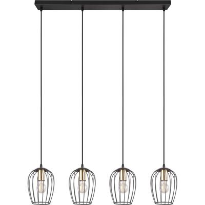 LED Hanglamp Mat Zwart - 4-lichts E27 Fitting - Metaal Design