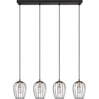 LED Hanglamp Mat Zwart - 4-lichts E27 Fitting - Metaal Design - thumbnail