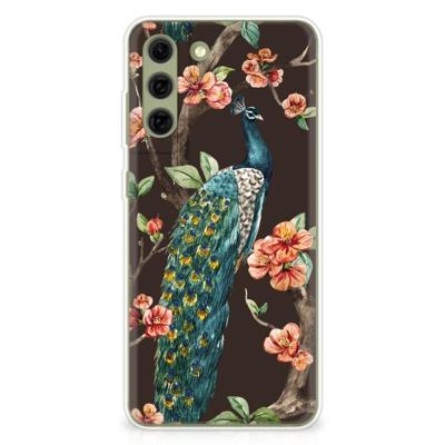Samsung Galaxy S21FE | TPU Hoesje | Pauw met Bloemen Samsung Galaxy S21FE | TPU Hoesje | Pauw met Bloemen